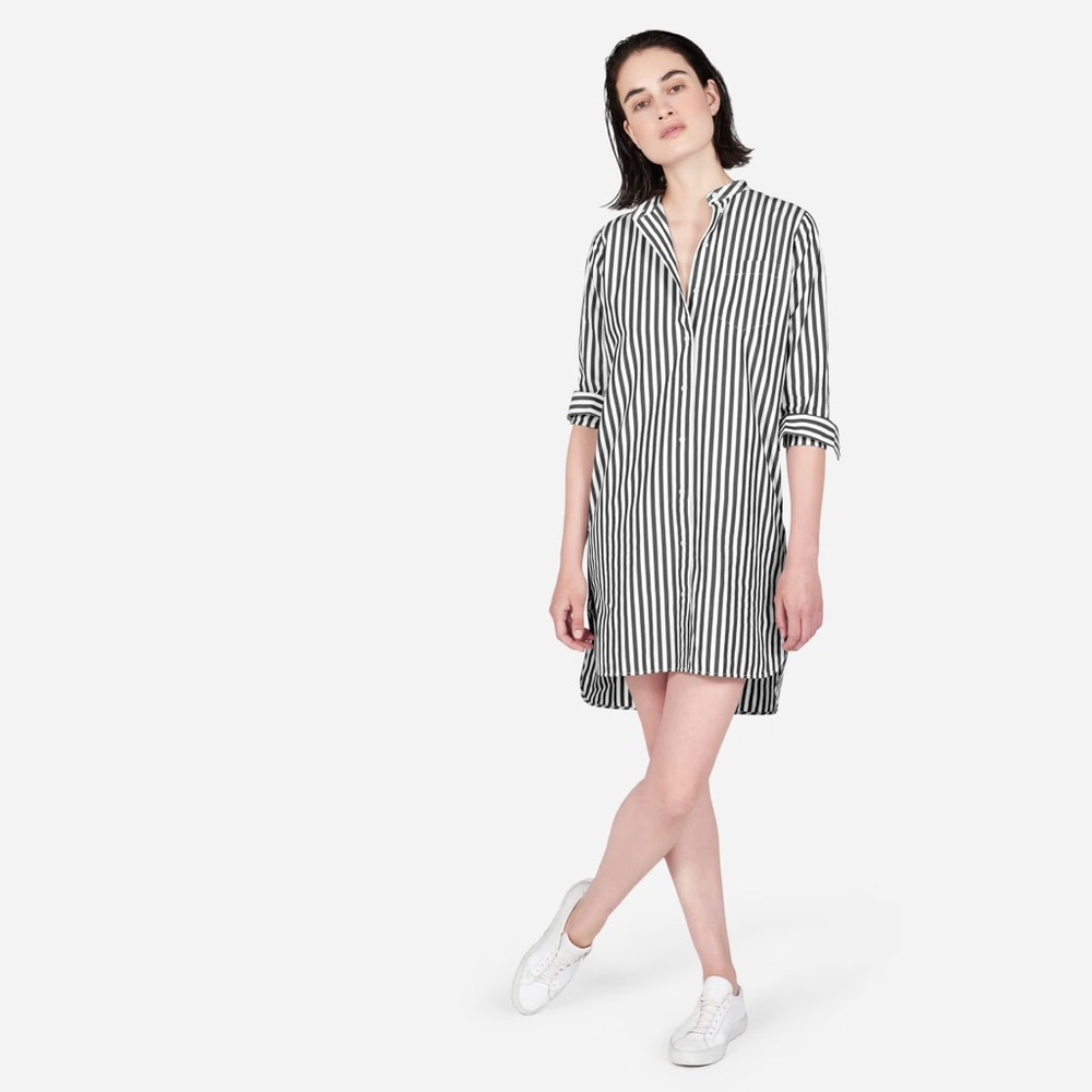 Chic Striped Cotton Button-Down Dress